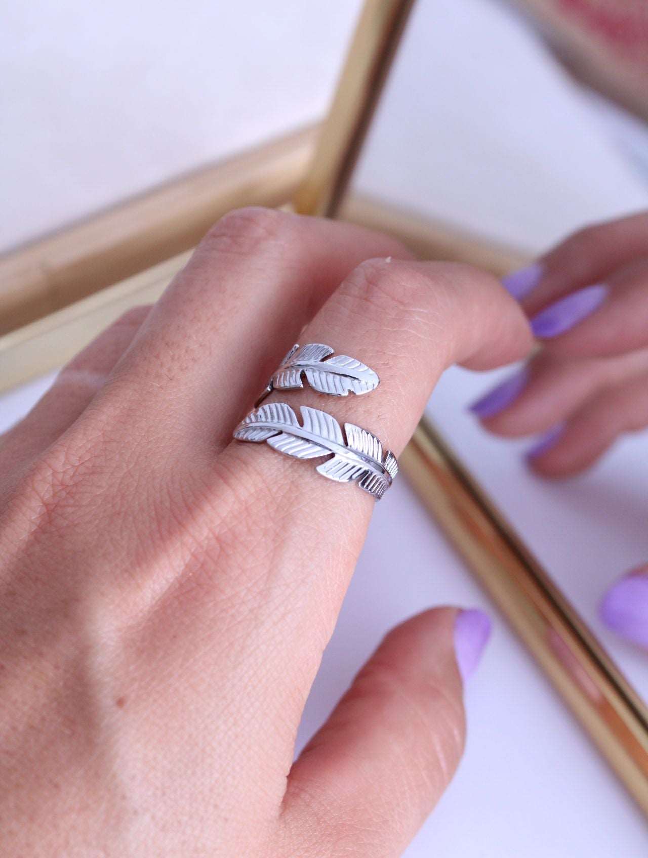 Anillo doble Pluma - hetikashop