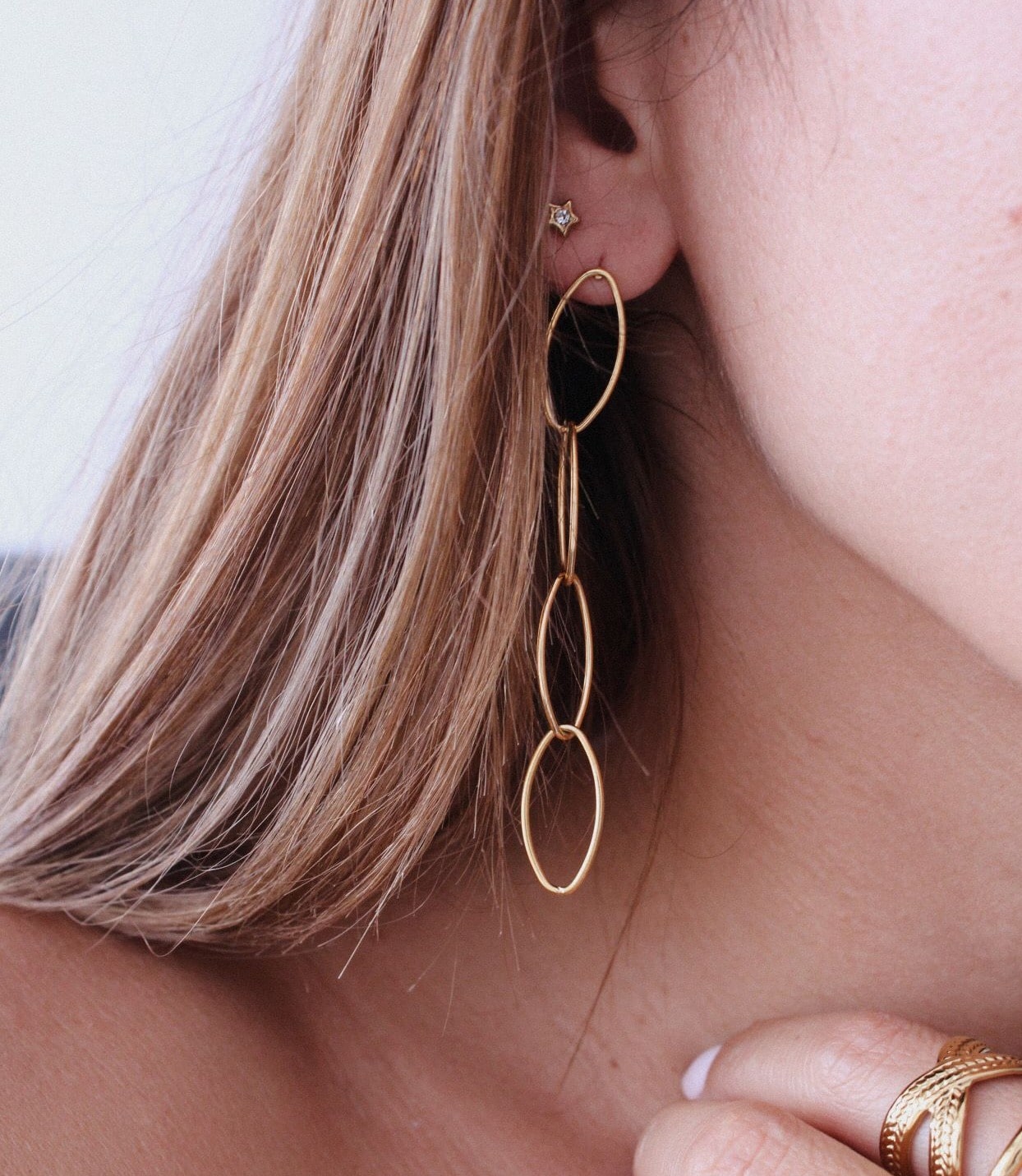 Pendientes Oval en cadena - hetikashop