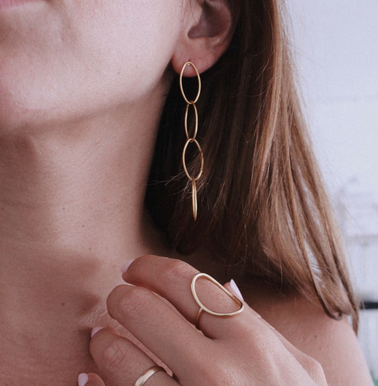Pendientes Oval en cadena - hetikashop