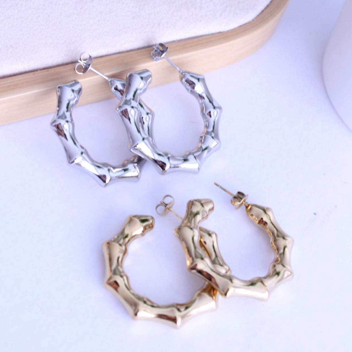 Pendientes Aro Bambú inflado. - hetikashop
