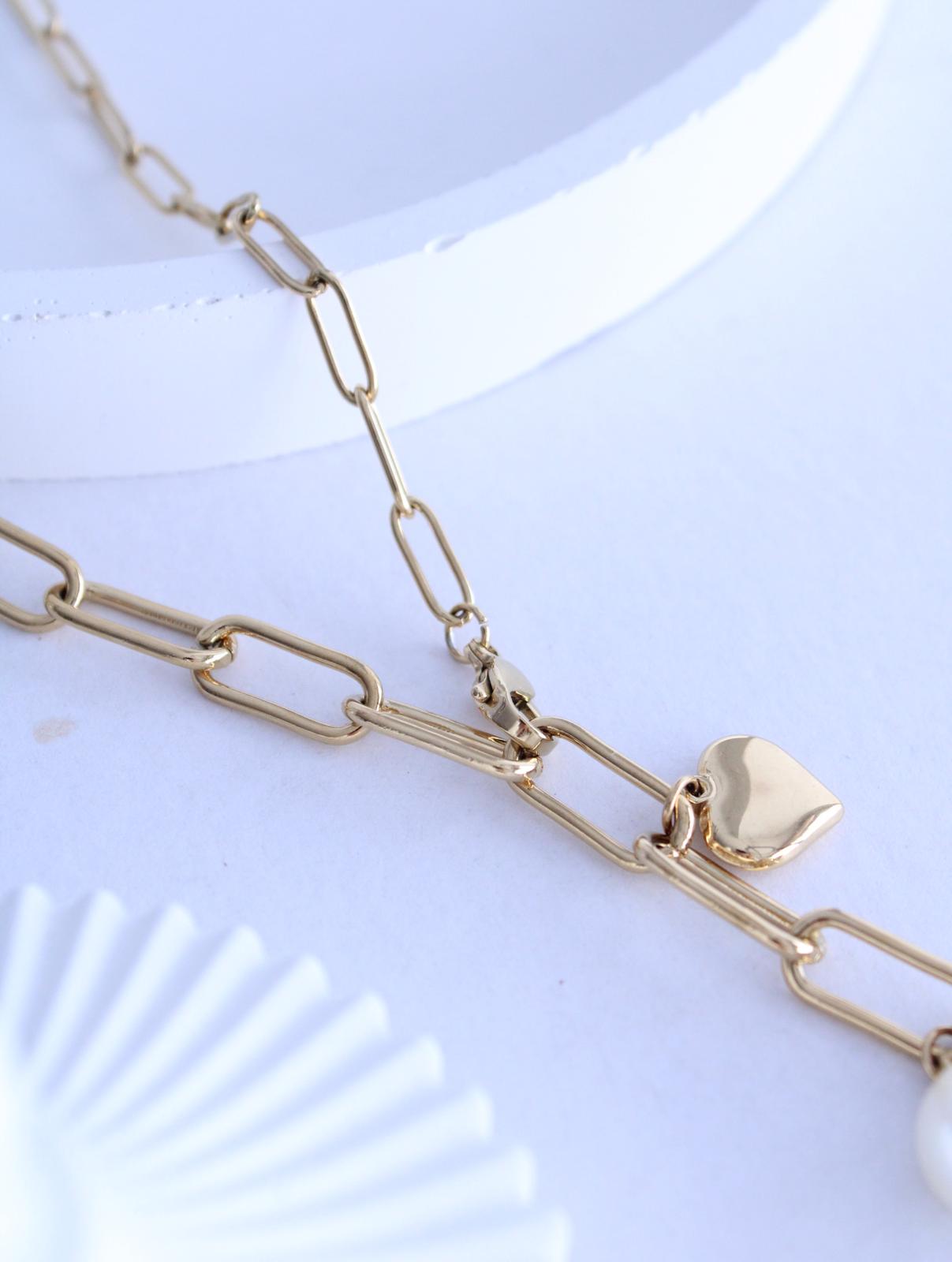 Collar Crixa Regulable corazones y perla