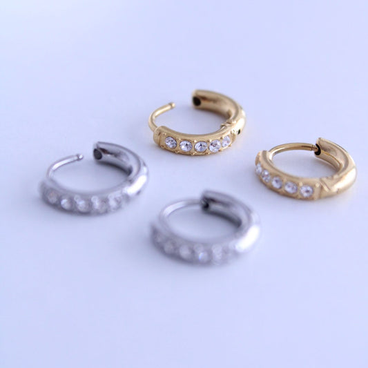 Mini Pendientes Aro Circonitas / 1cm