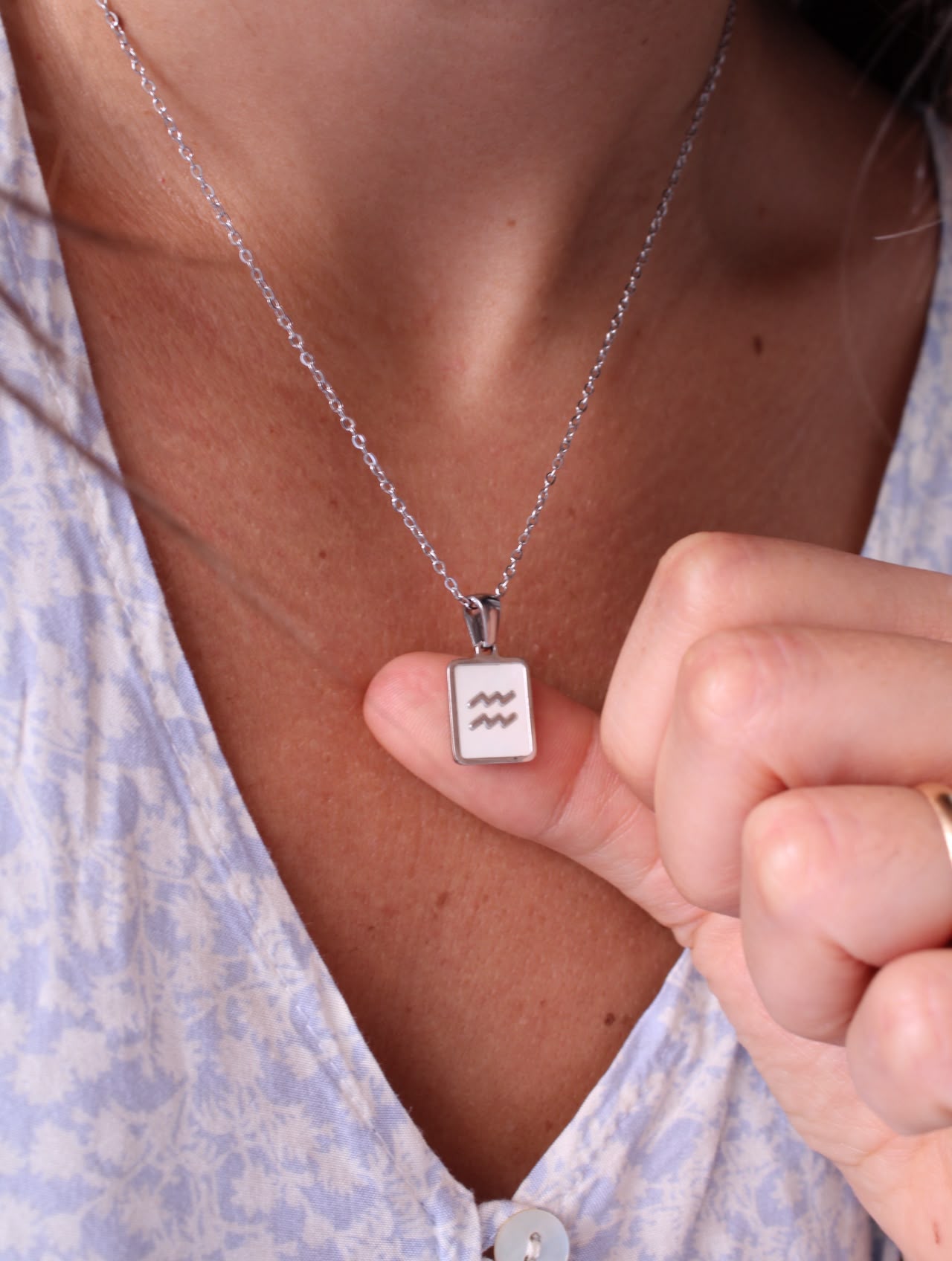 Collar signo zodiacal Acuario, regalo de joyería resistente al agua