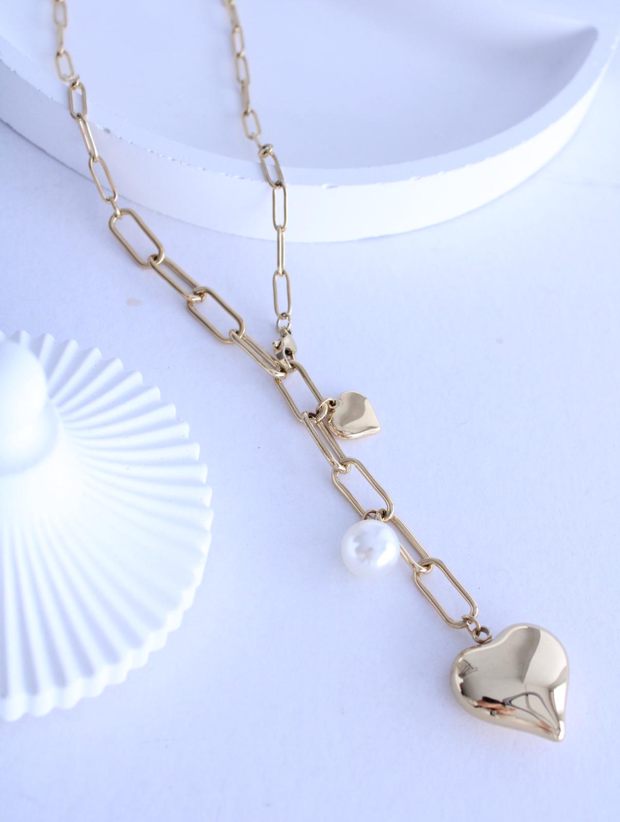 Collar Crixa Regulable corazones y perla