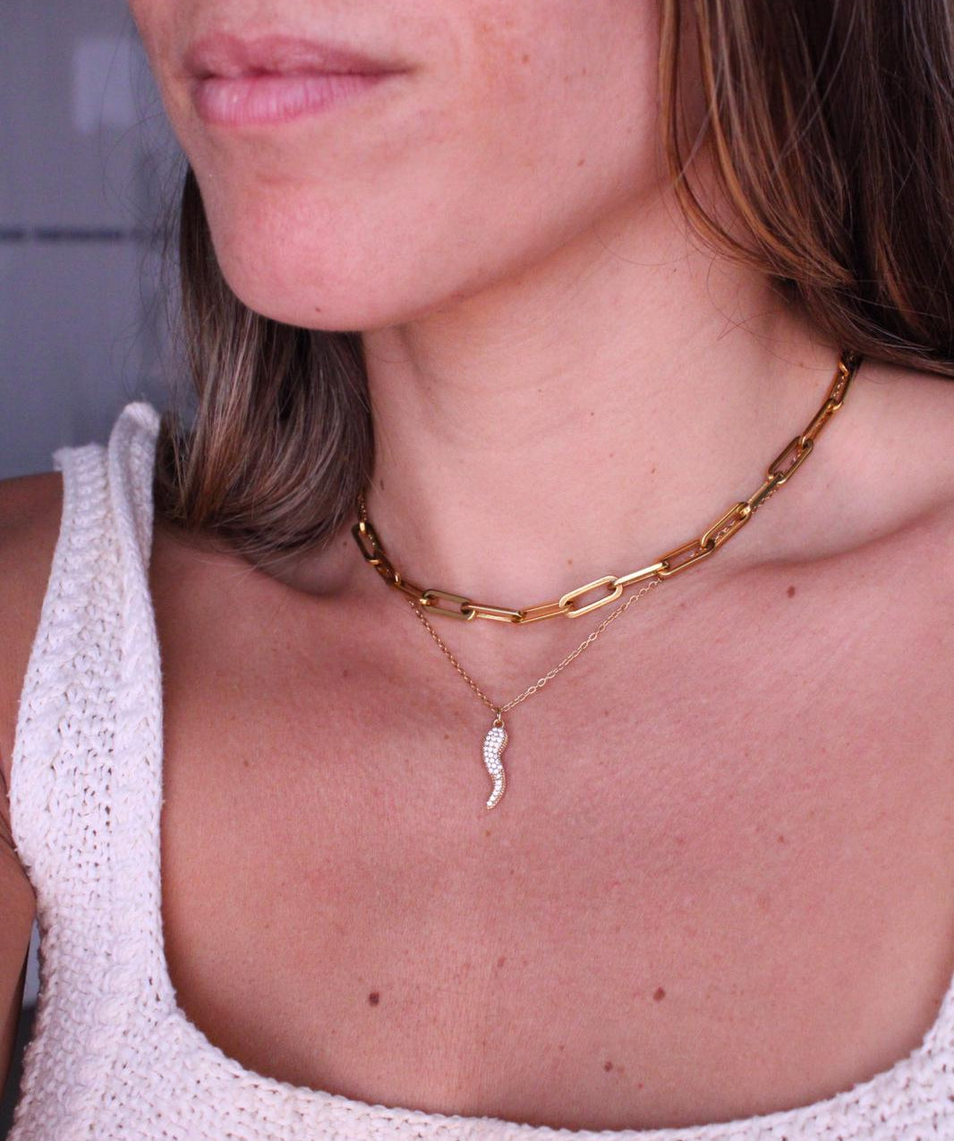 Collar Cornicello Brillante Gold