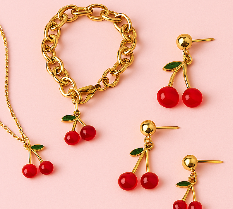 Cómo combinar joyas de cereza para un look fresco y femenino