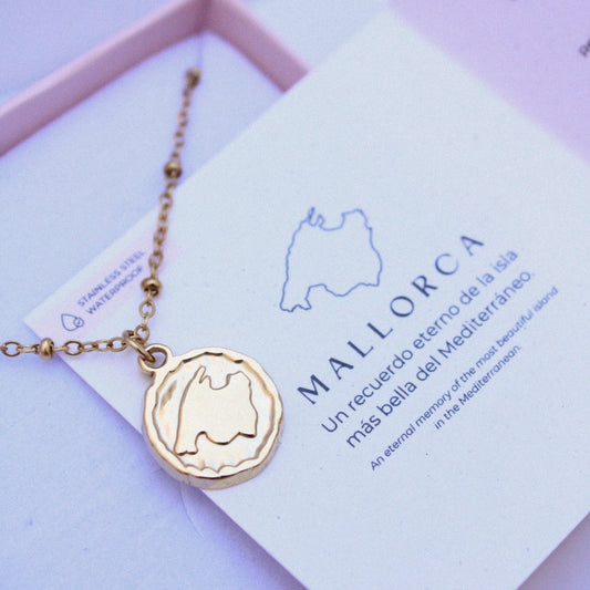 Collar Moneda con Silueta de Mallorca de Acero Inoxidable