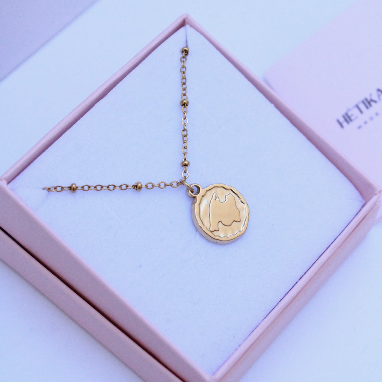 Collar Moneda con Silueta de Mallorca de Acero Inoxidable