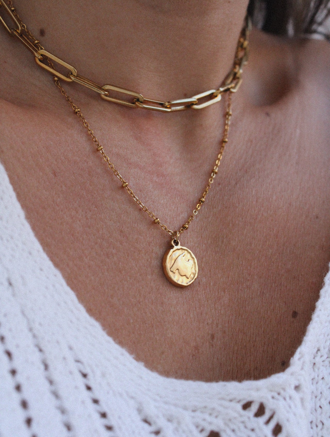 Collar Moneda con Silueta de Mallorca de Acero Inoxidable