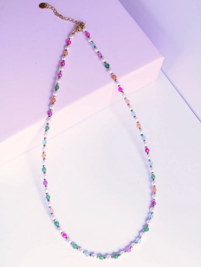 Collar Aurora – Perlas y Piedras Naturales Facetadas