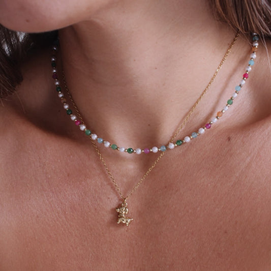 Collar Aurora – Perlas y Piedras Naturales Facetadas