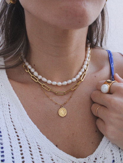 Collar Moneda con Silueta de Mallorca de Acero Inoxidable