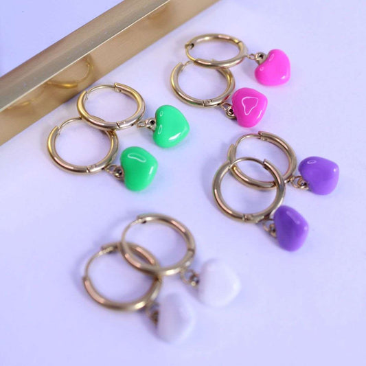 Pendientes Corazones de colores - hetikashop