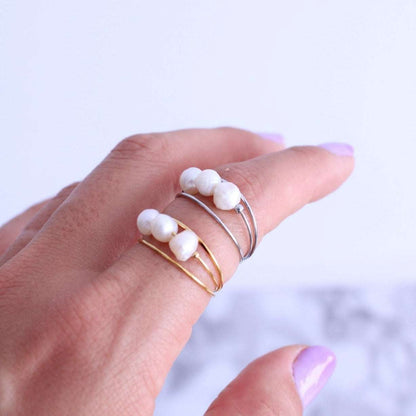 Anillo Nature Pearl Triple - hetikashop