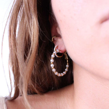 Pendientes Lady Aro perlas - hetikashop