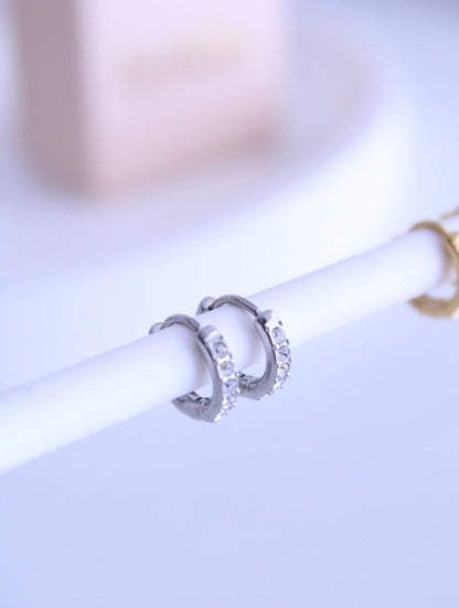 Mini Pendientes Aro con Brillantes
