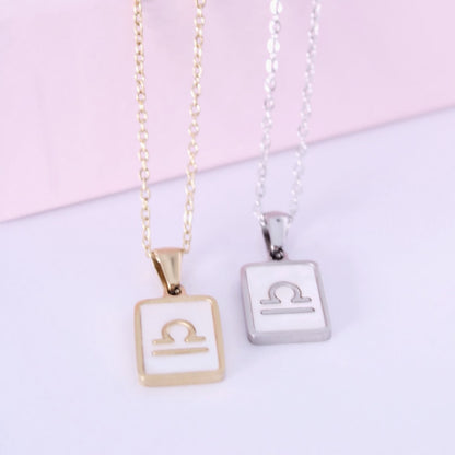 Collar del signo Libra de acero inoxidable con nácar de Hétika