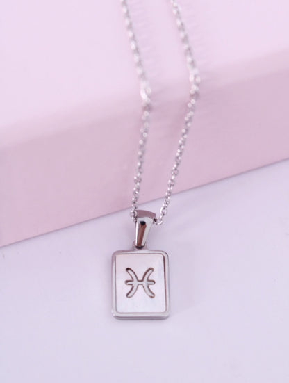 Collar Piscis con cadena fina ajustable de acero inoxidable