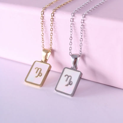 Collar del signo Capricornio de acero inoxidable con nácar de Hétika