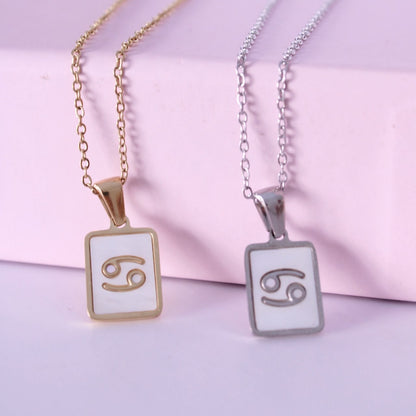 Collar del signo Cáncer de acero inoxidable con nácar de Hétika
