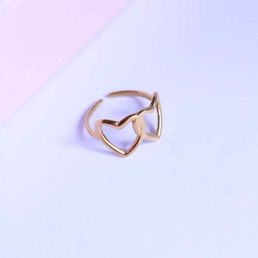 Anillo Corazón Ajustable de Acero Inoxidable