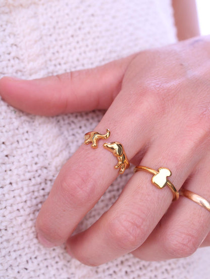 Anillo Perro Salchicha Gold Ajustable