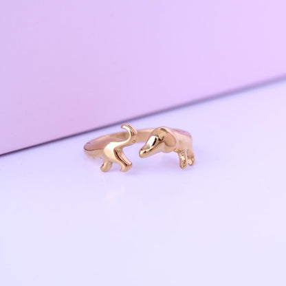 Anillo Perro Salchicha Gold Ajustable