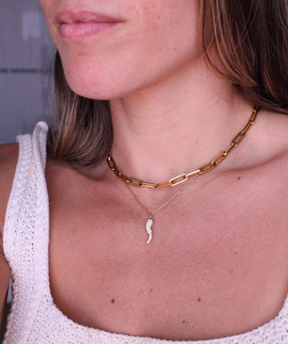 Collar Cornicello Brillante Gold