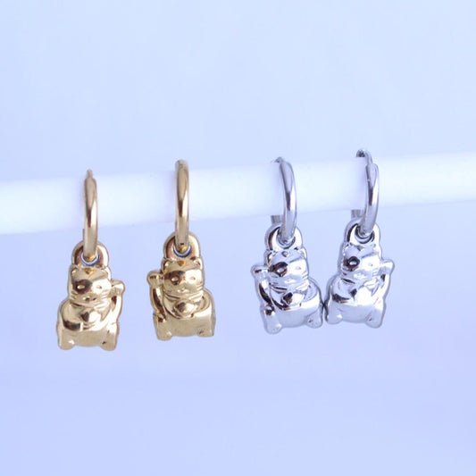 Pendientes Maneki-Neko Gato de la Fortuna