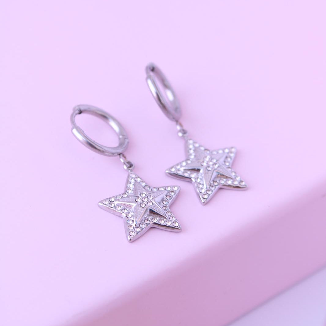 Pendientes de Aro con Estrella Brillante