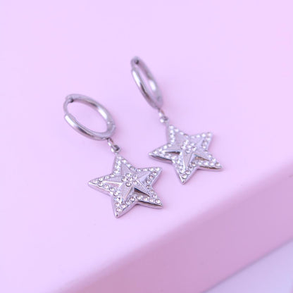 Pendientes de Aro con Estrella Brillante