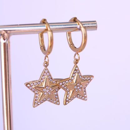 Pendientes de Aro con Estrella Brillante