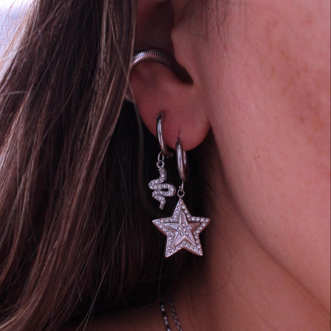 Pendientes Aro Serpiente Brillante