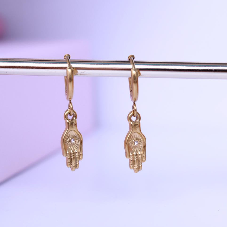 Pendientes Mano de Hamsa (Mano de Fátima)